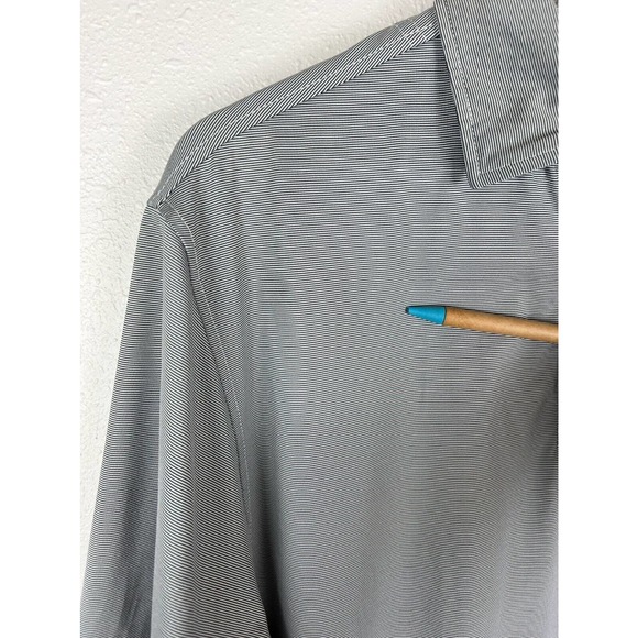 FootJoy Men's Medium Gray Striped Logo Short Sleeve Golf Polo Shirt - Picture 4 of 10